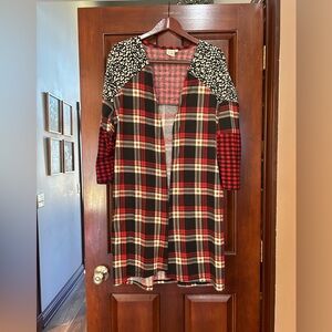 Grace &‎ Emma Patchwork Plaid Duster Cardigan Women’s Small/Medium